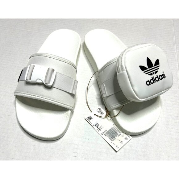 adidas Shoes - Adidas Pouchylette Slides Shoes White Black Womens Size 8 Rubber Jimmy Jazz New